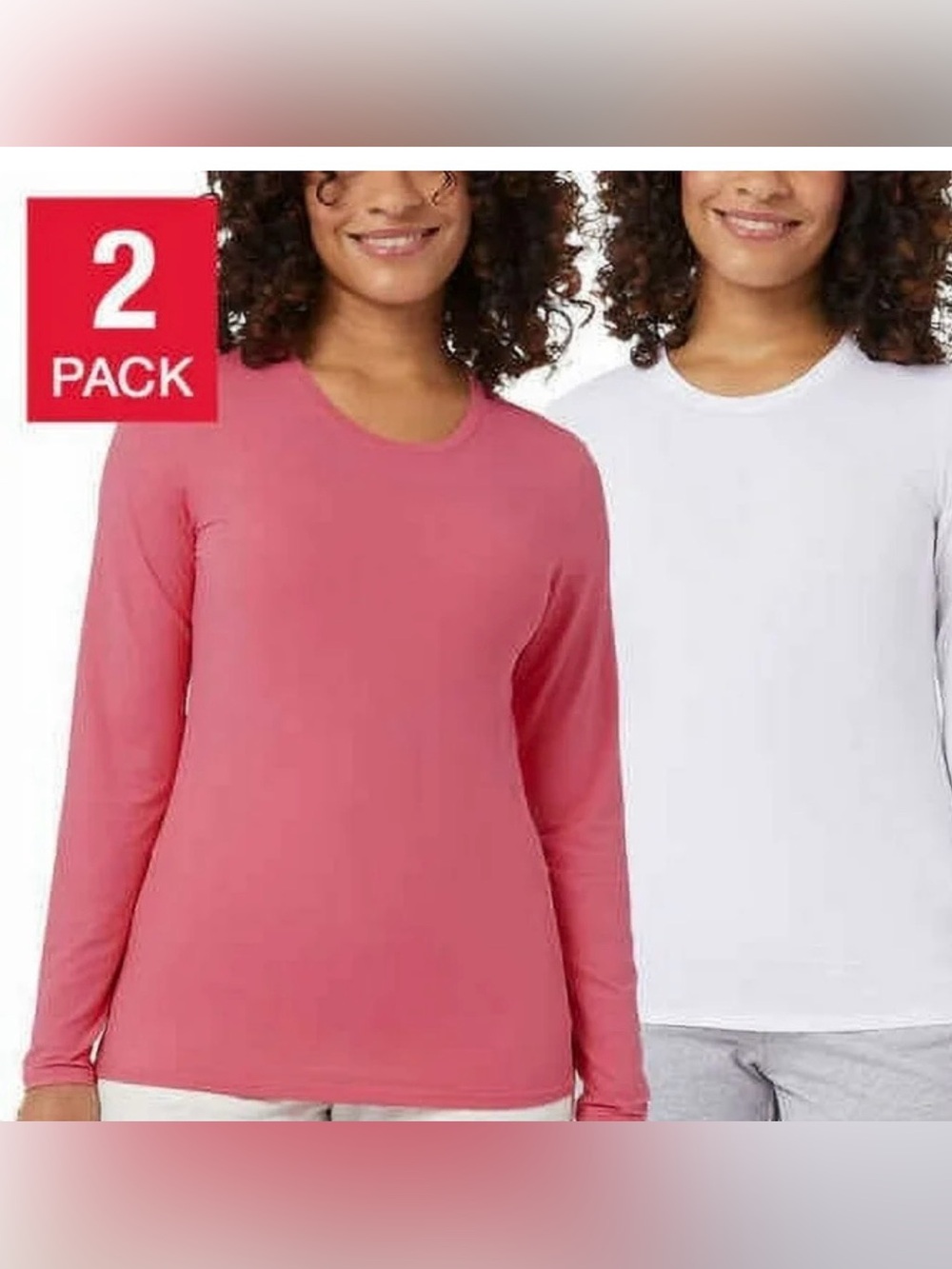 32 Degrees Cool Women’s Air Mesh Long Sleeve Crew Neck White and Pink Size M